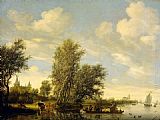 River Scene with Ferry by Salomon van Ruysdael